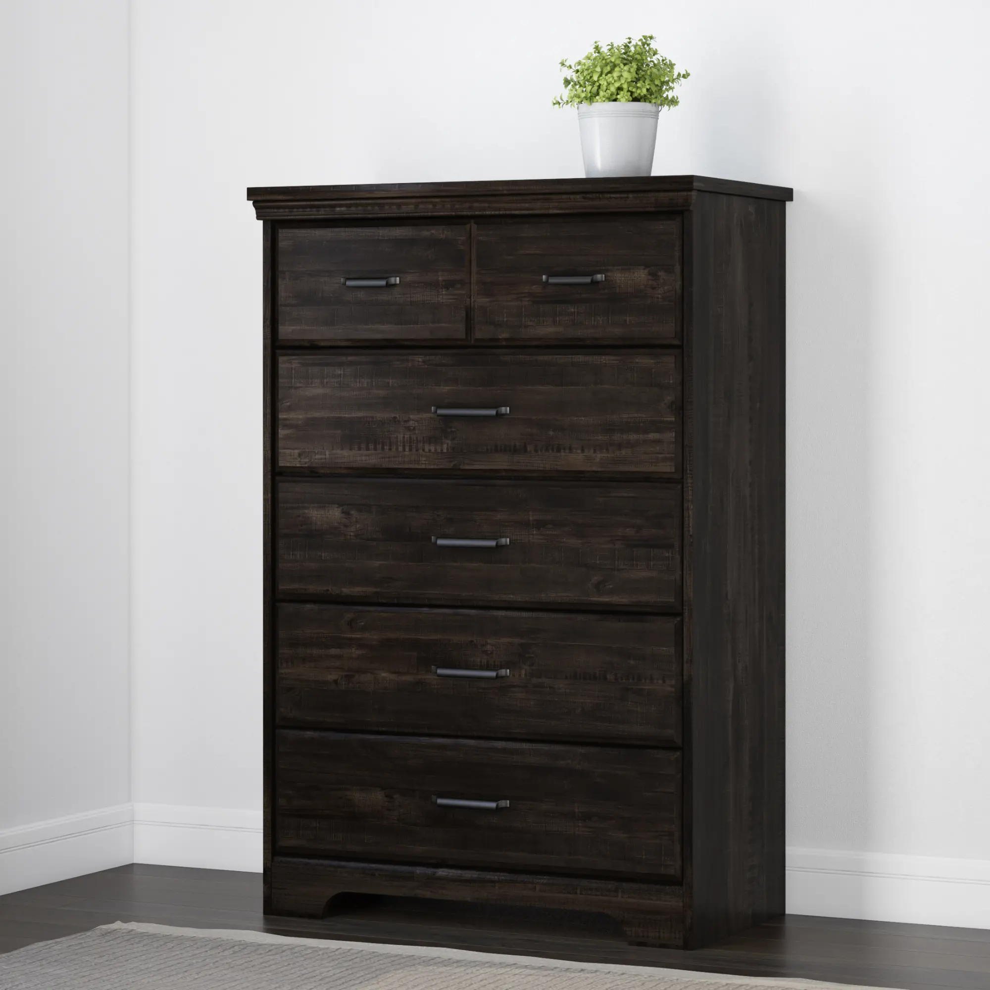 Versa Rubbed Black 5-Drawer Chest - South Shore