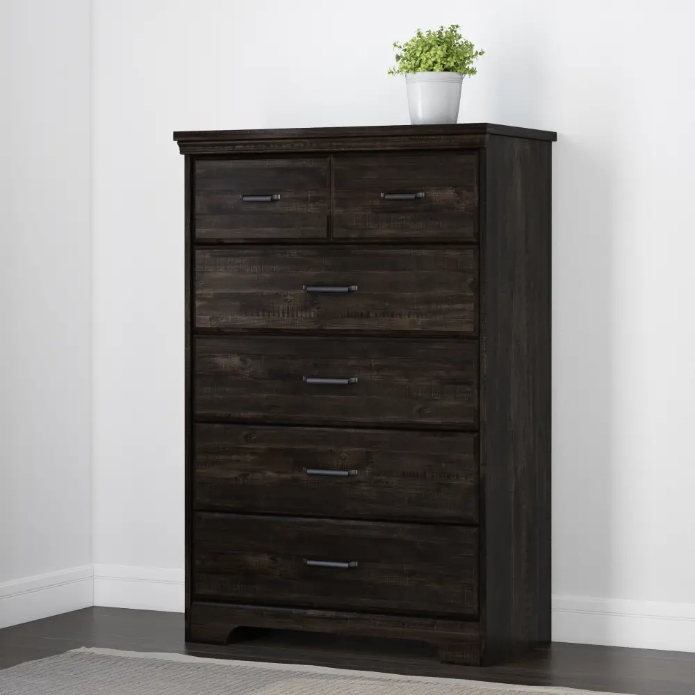 13111 Versa Rubbed Black 5-Drawer Chest - South Shore-1
