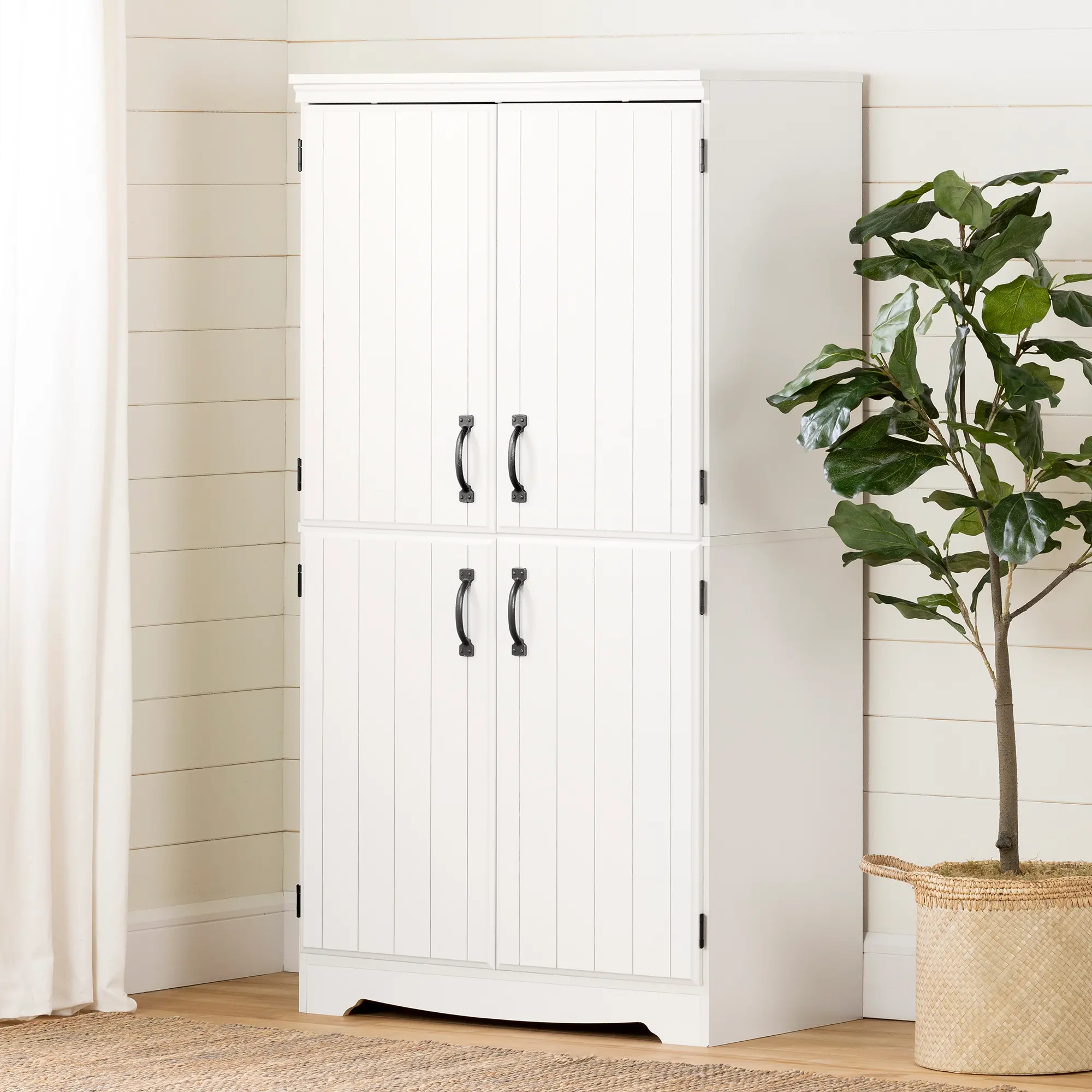 Farnel Pure White 4-Door Storage Cabinet - South Shore