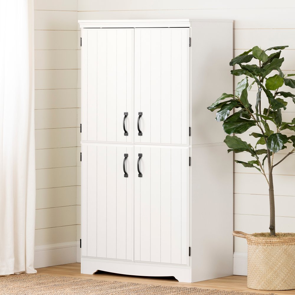 Farnel Pure White 4-Door Storage Cabinet - South Shore