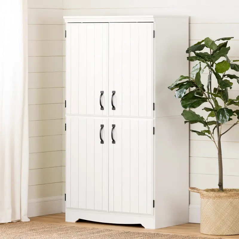 Farnel Pure White 4-Door Storage Cabinet - South Shore | RC Willey