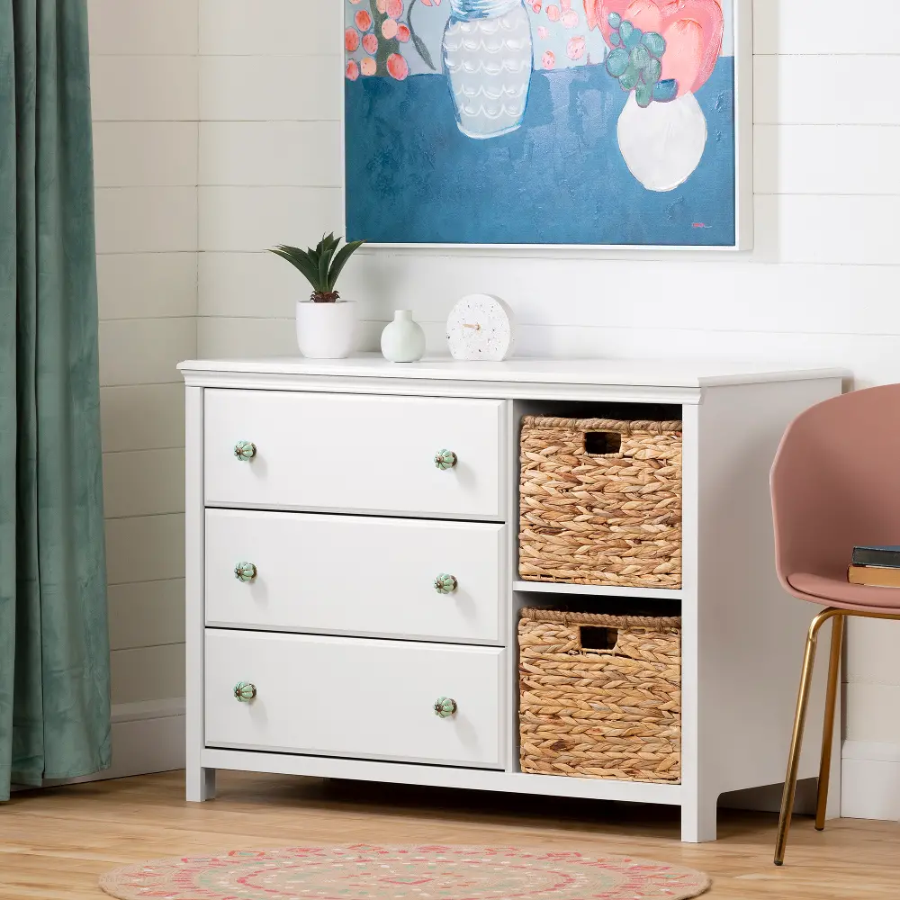 12894 Balka Pure White 3-Drawer Dresser - South Shore-1