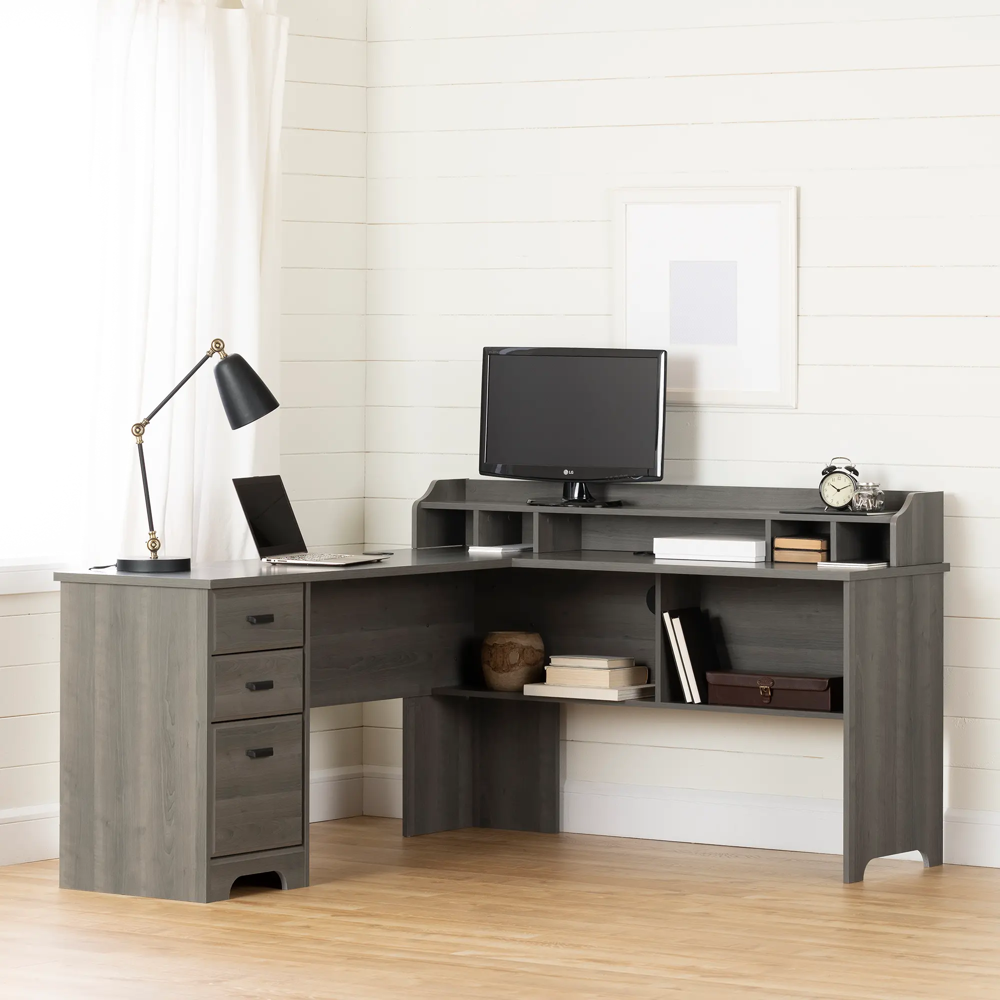 Versa Gray Maple L-Shaped Desk - South Shore