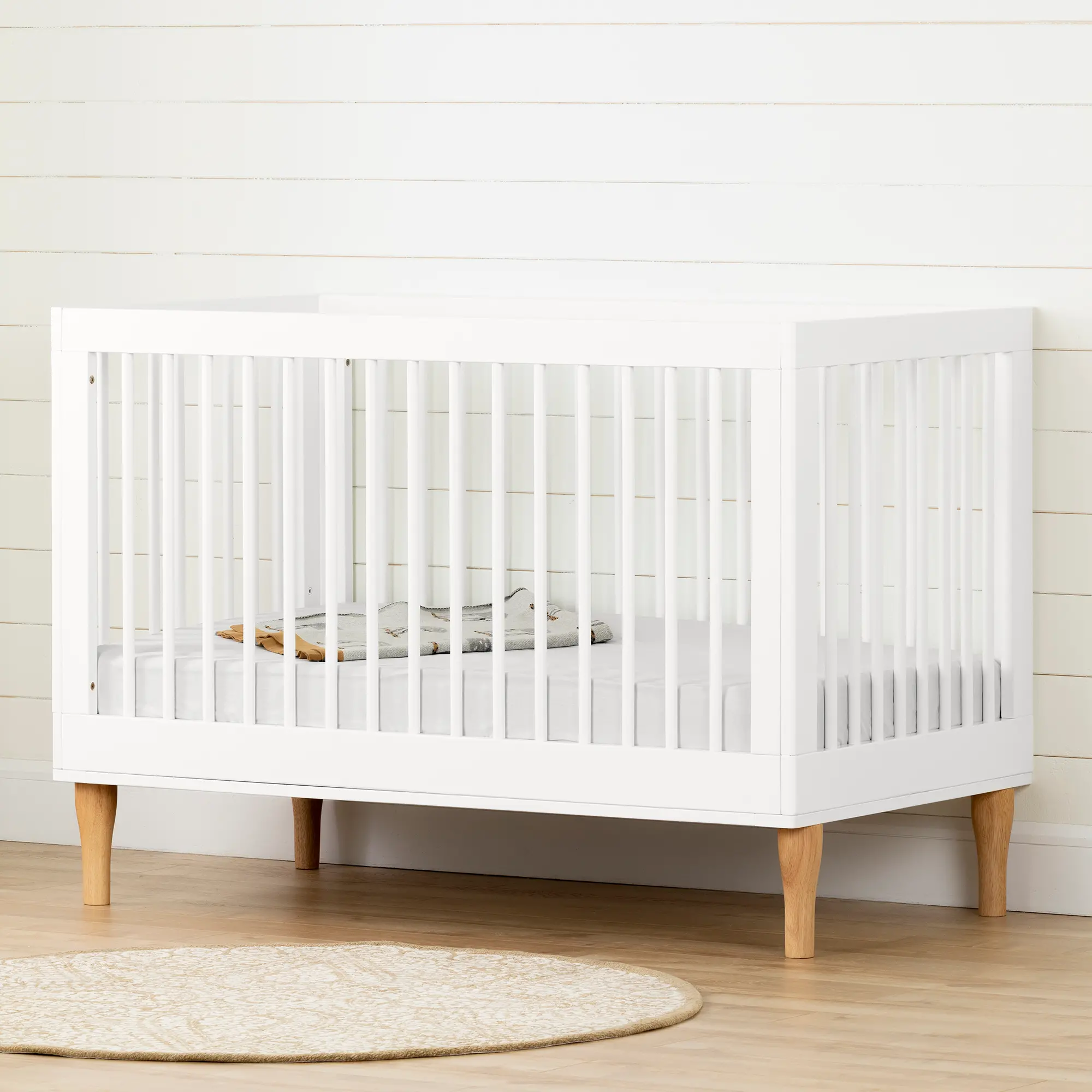 12938 Balka Pure White Adjustable Baby Crib - South Shor sku 12938