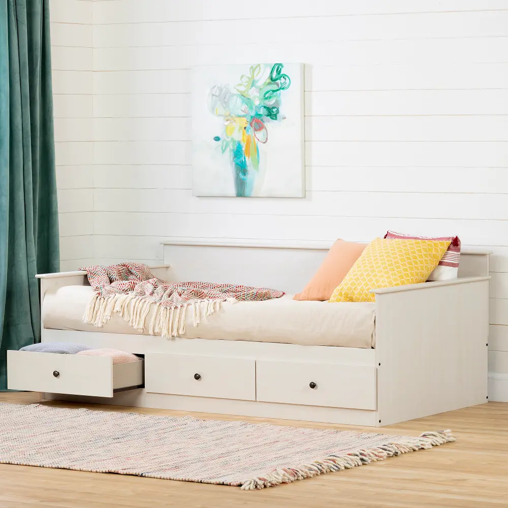13128 Plenny White Wash Daybed with Storage - South Shore-1