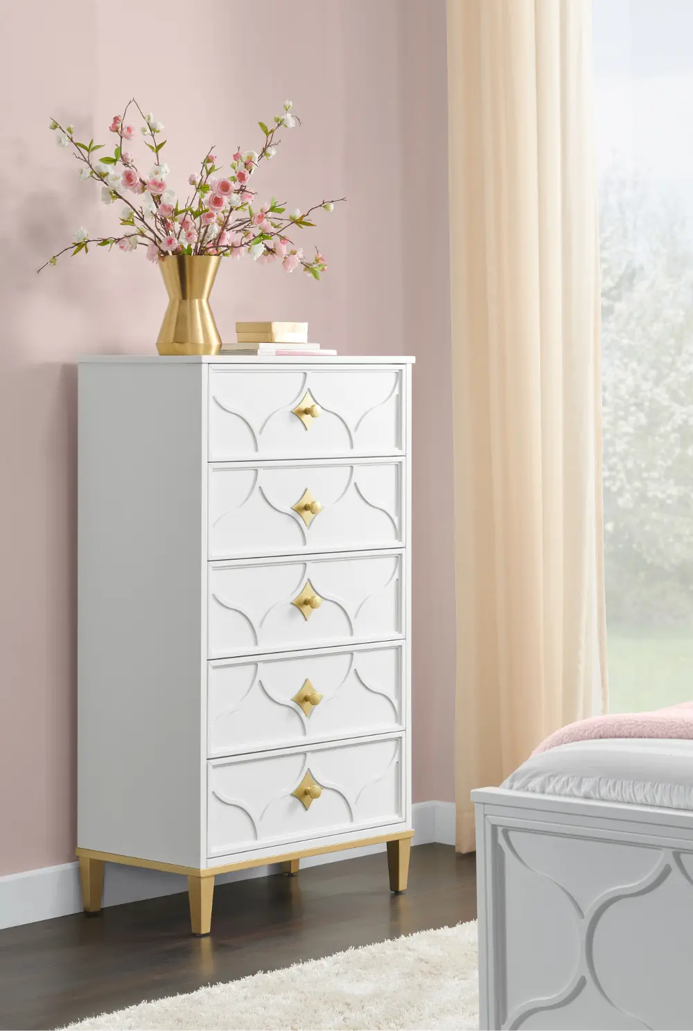 Emma White and Gold Chest of Drawers-1