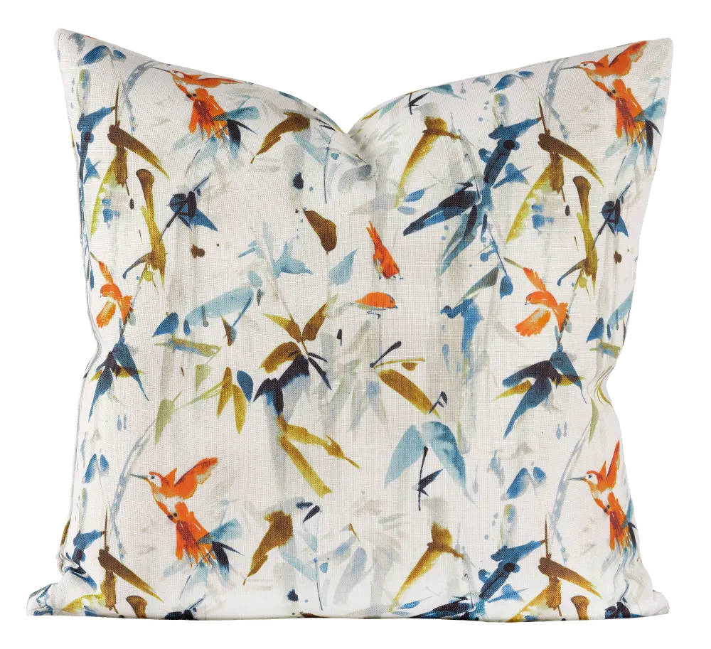 Multi Color Hummingbird Summer 20 Inch Feather Throw Pillow-1