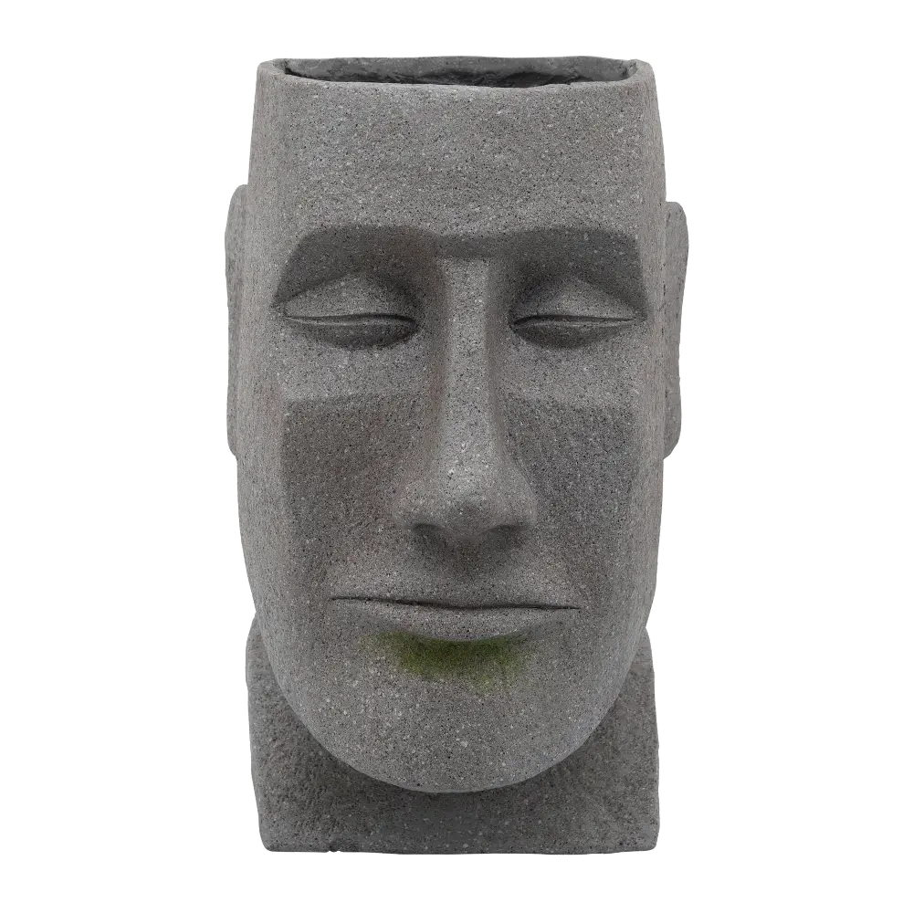Gray Resin Moai Head Outdoor Planter-1