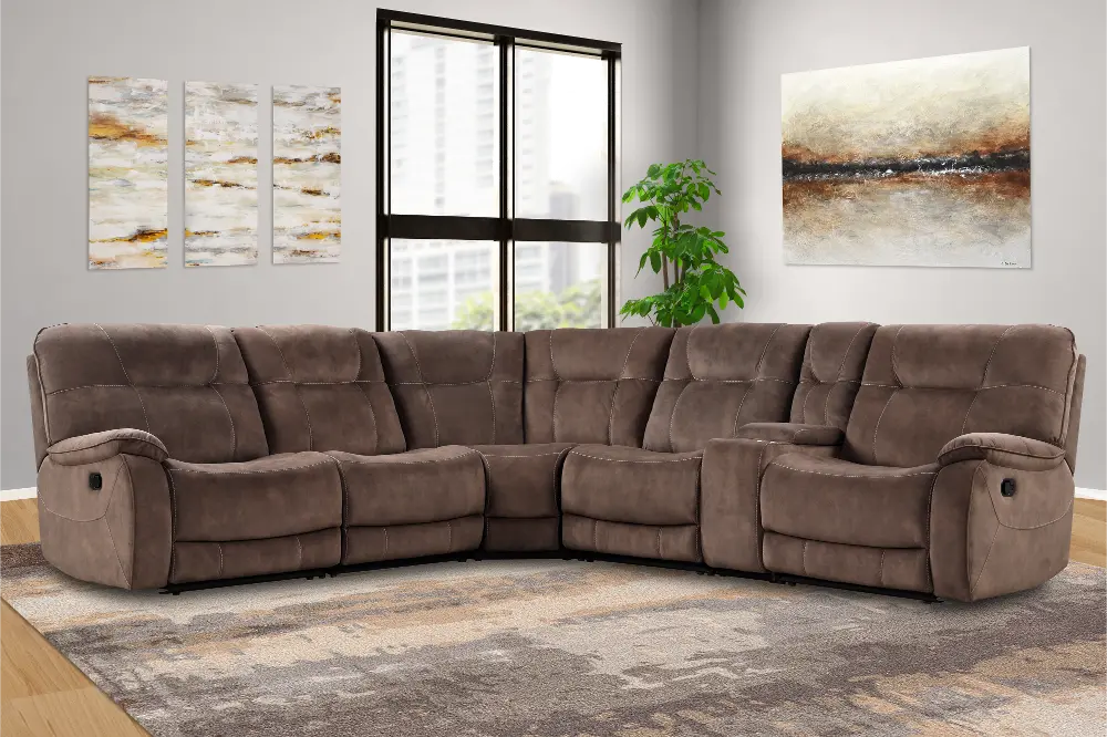 Crane 6-Piece Curved Reclining Sectional-1