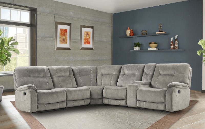 Natural Beige 6 Piece Reclining Sectional Sofa - Crane