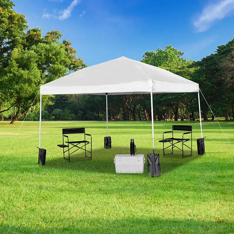 JJ-GZ1010PKG-WH-GG 10 x 10 White Canopy Tent with Stakes sku JJ-GZ1010PKG-WH-GG