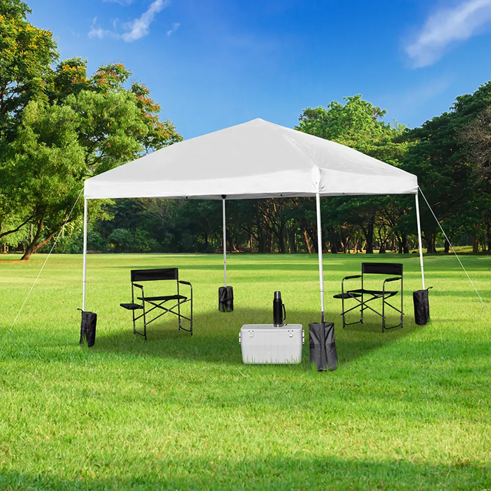 10' x 10' White Canopy Tent with Stakes-1