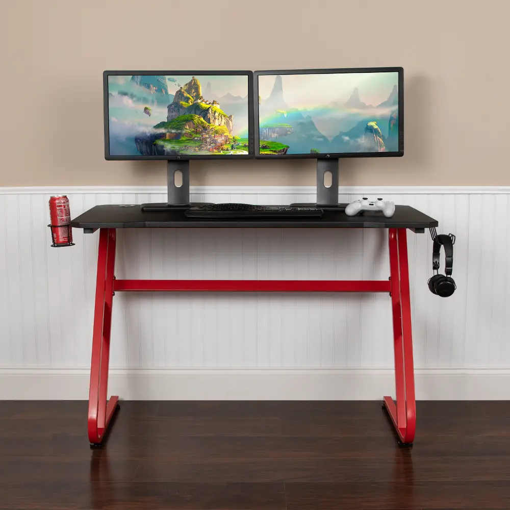 Clifford Red Ergonomic Gaming Desk-1