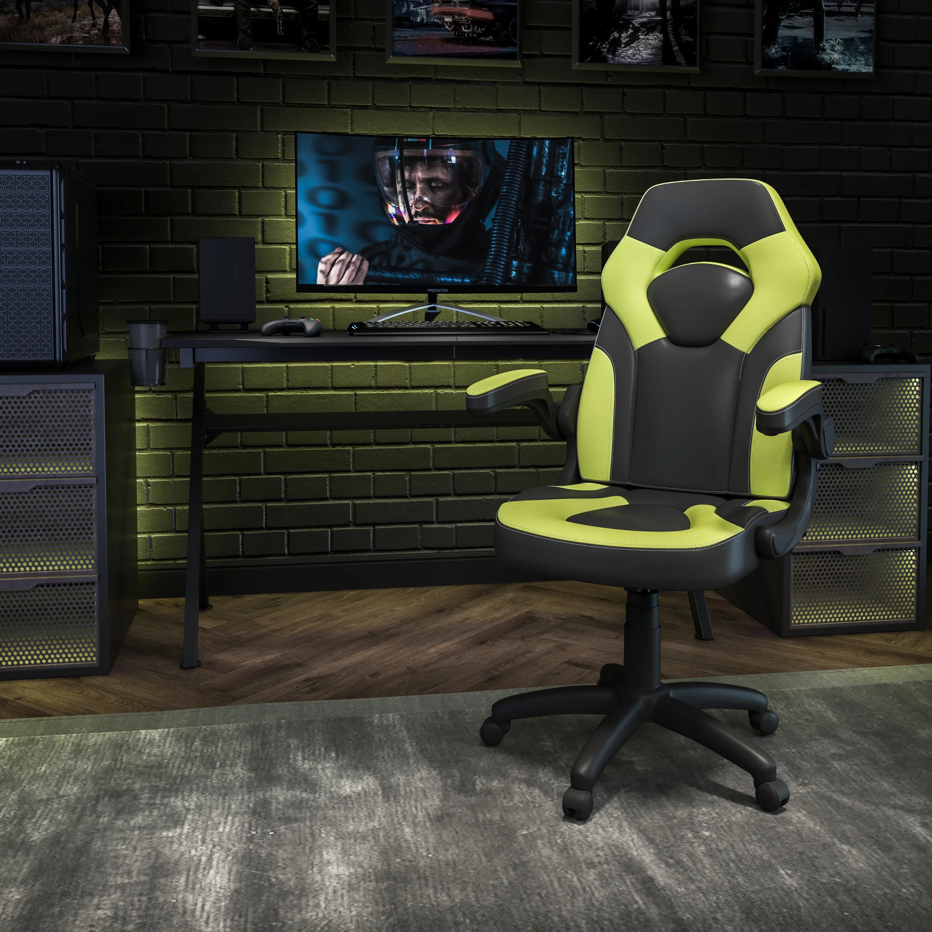 X10 Green and Black Gaming Swivel Chair