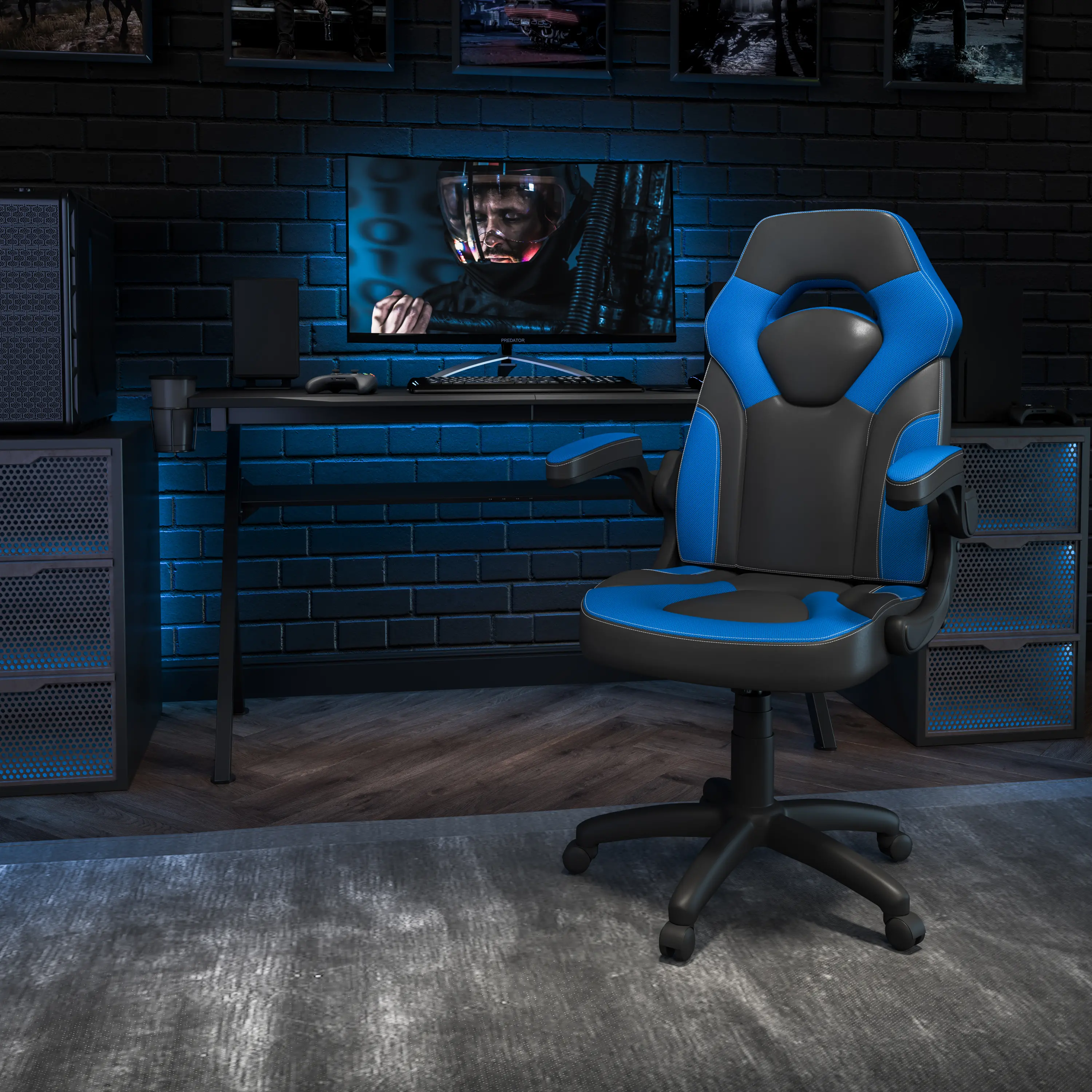 Photos - Computer Chair Flash Furniture X10 Blue and Black Gaming Swivel Chair CH-00095-BL-GG 