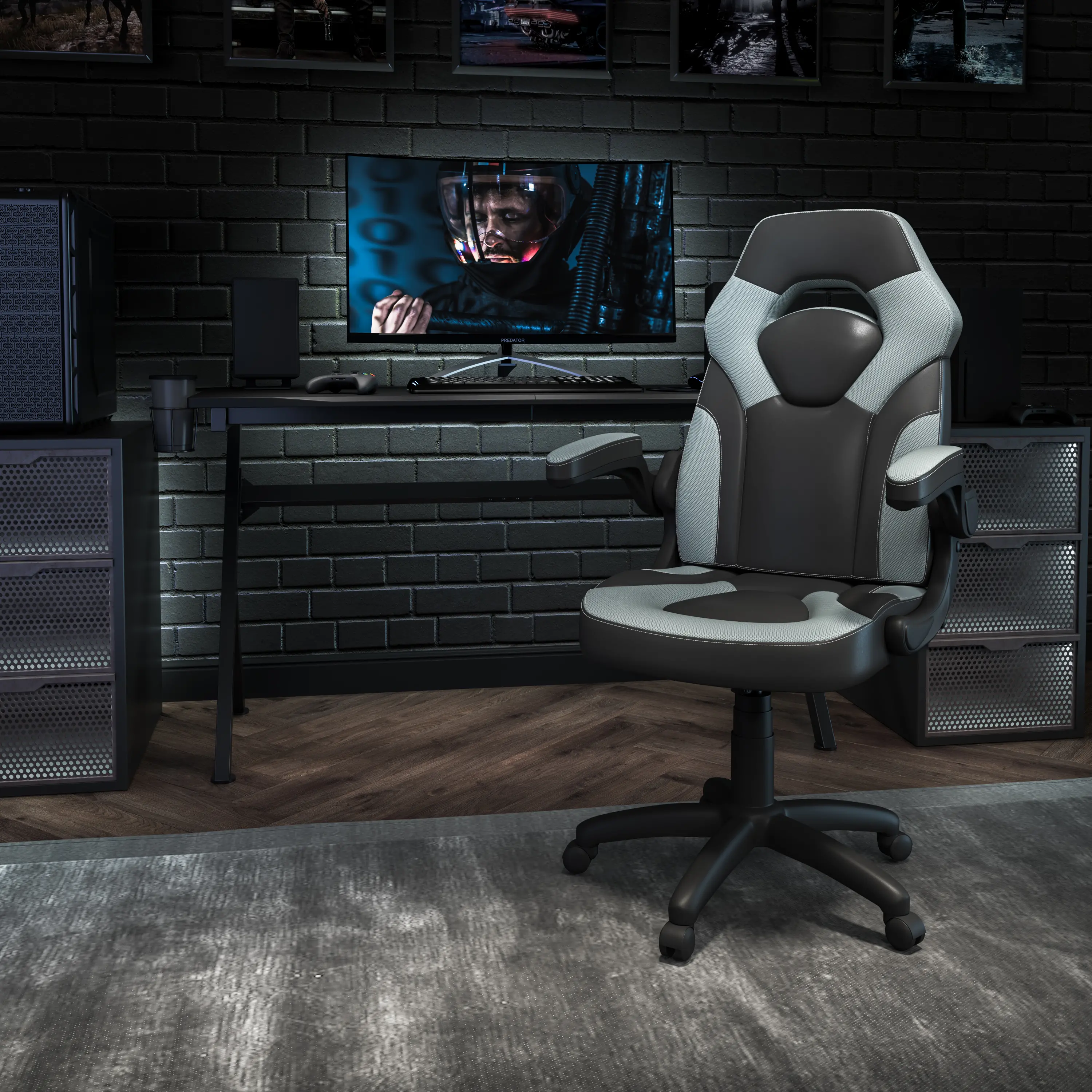 X10 Gray and Black Gaming Swivel Chair