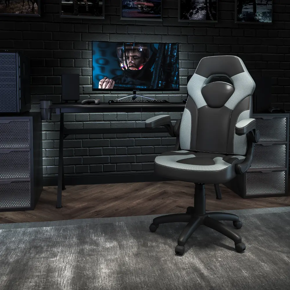 X10 Gray and Black Gaming Swivel Chair-1