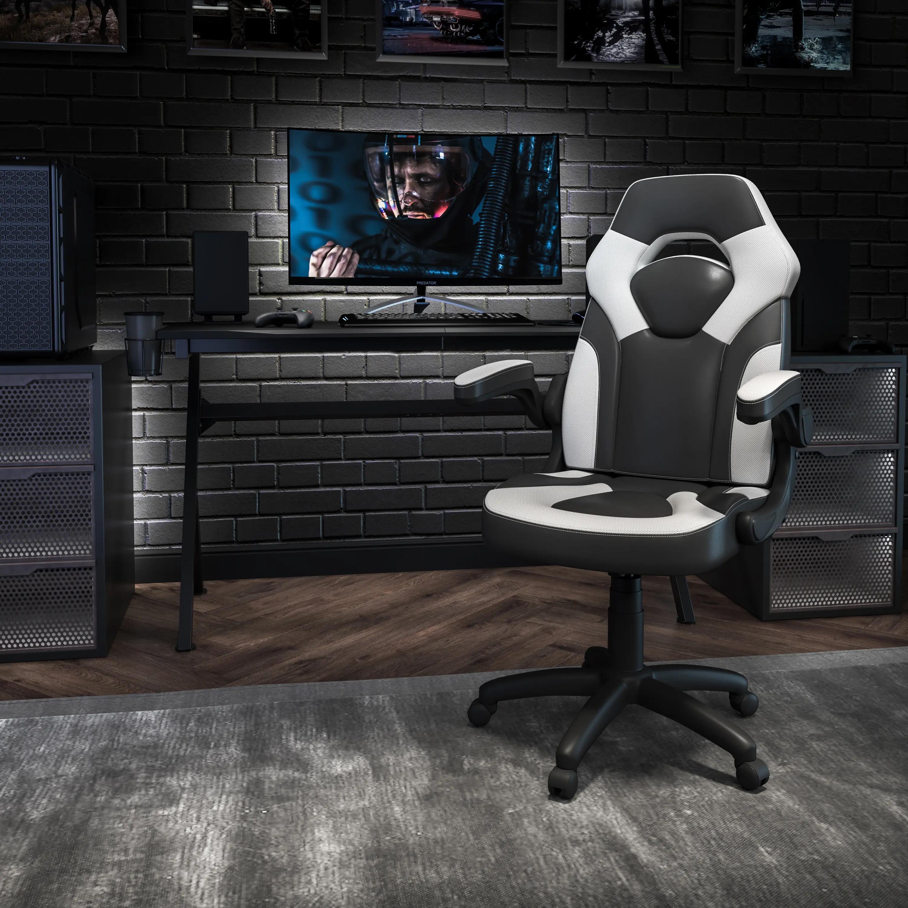 Photos - Computer Chair Flash Furniture X10 White and Black Gaming Swivel Chair CH-00095-WH-GG 