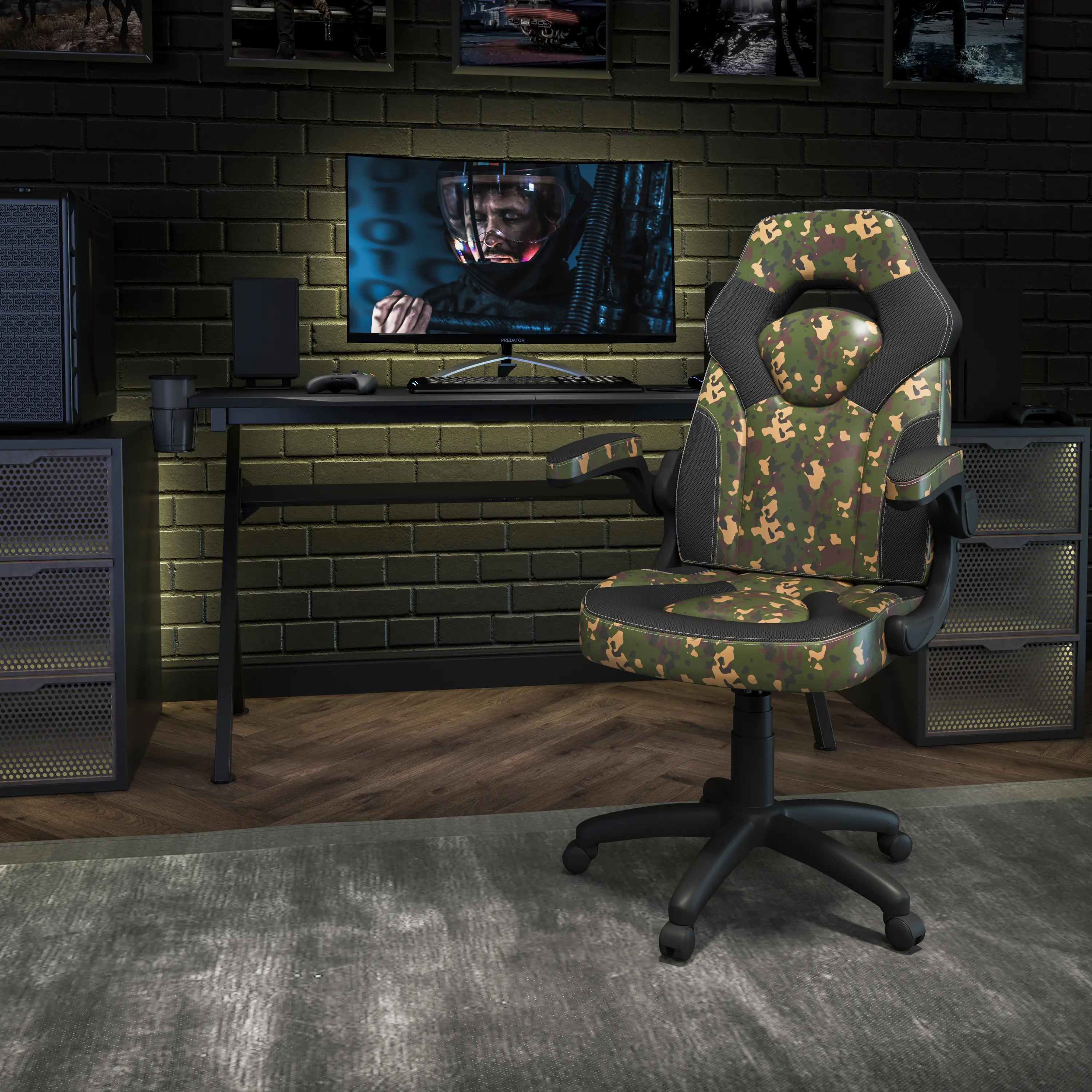 CH-00095-CAM-GG X10 Camouflage and Black Gaming Swivel Chair sku CH-00095-CAM-GG
