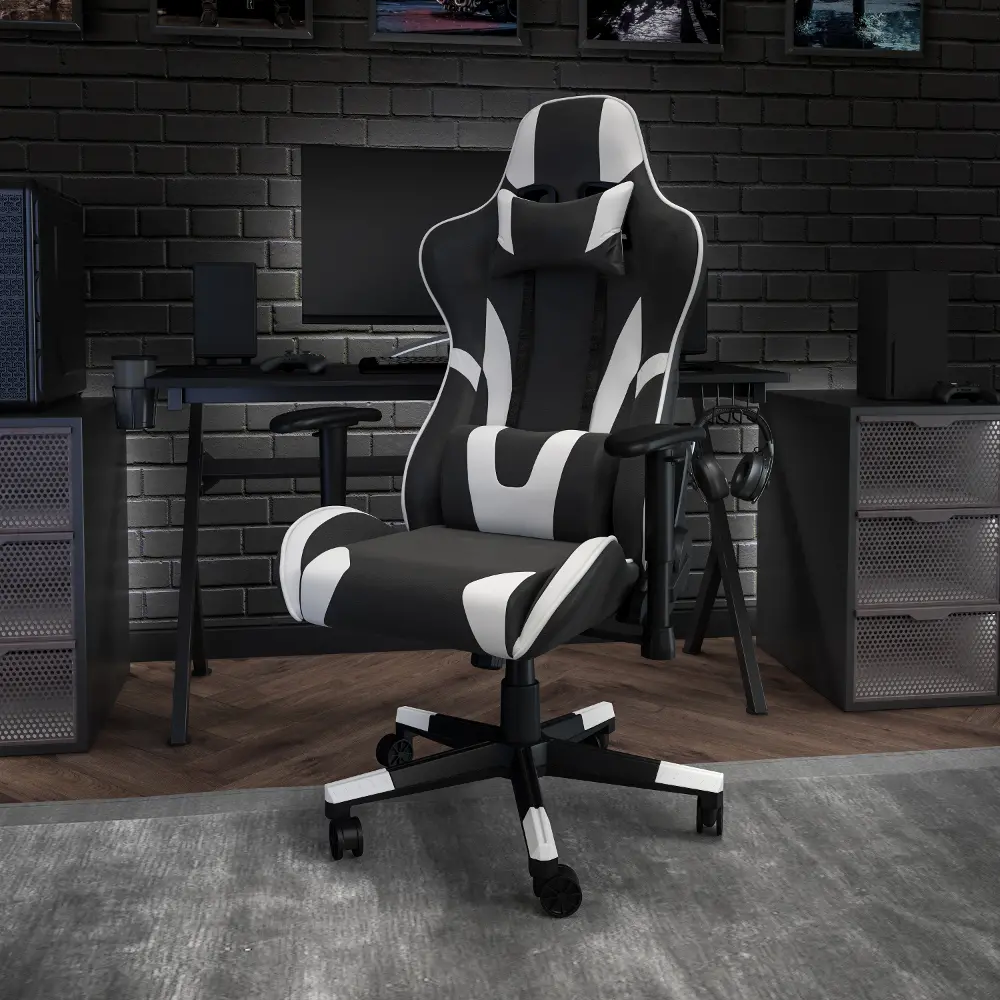 X20 White and Black Gaming Swivel Chair-1