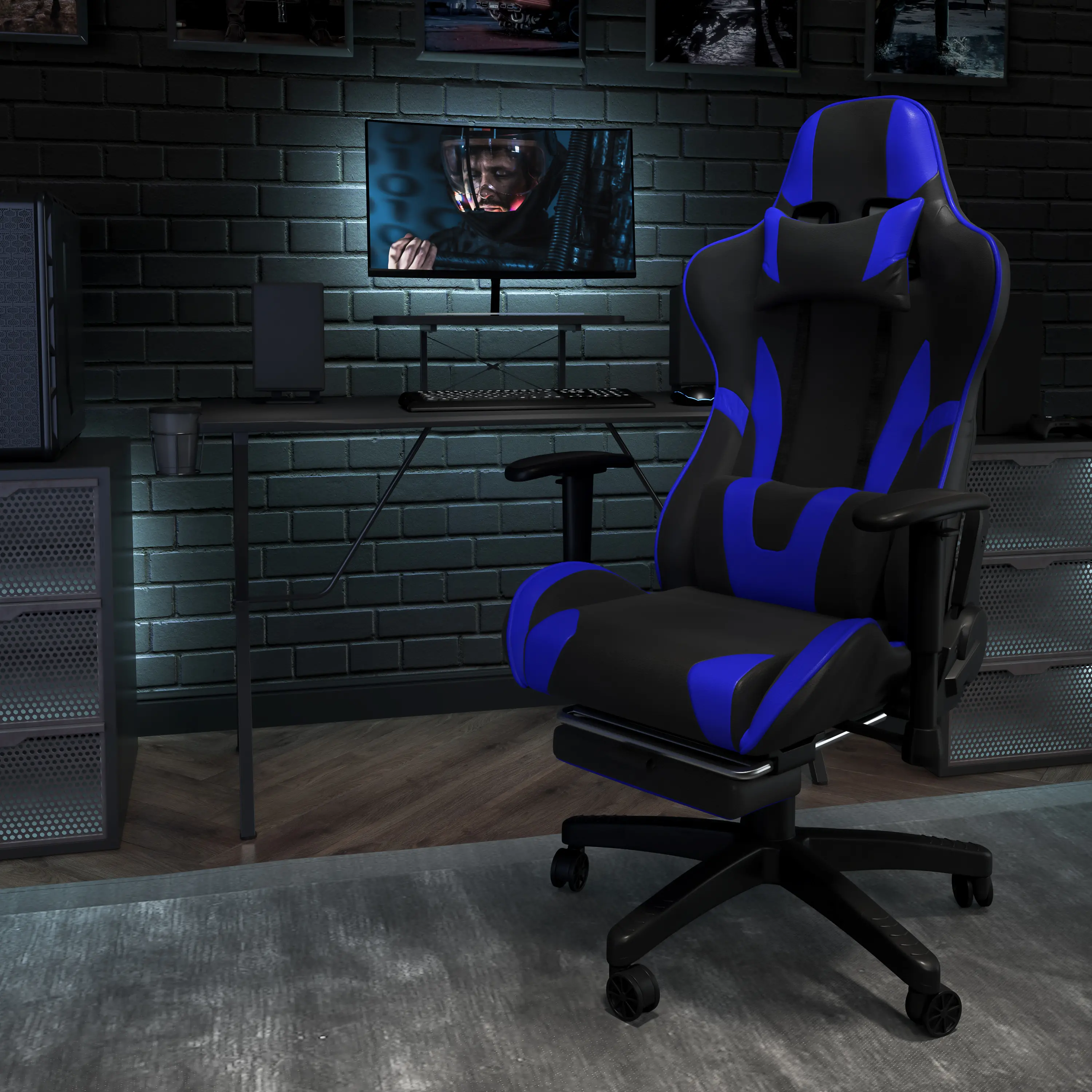 Photos - Computer Chair Flash Furniture X20 Blue and Black Gaming Swivel Chair CH-187230-1-BL-GG 