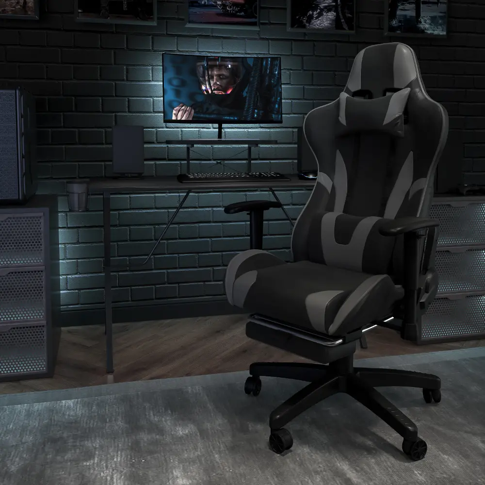 X20 Gray and Black Gaming Swivel Chair-1