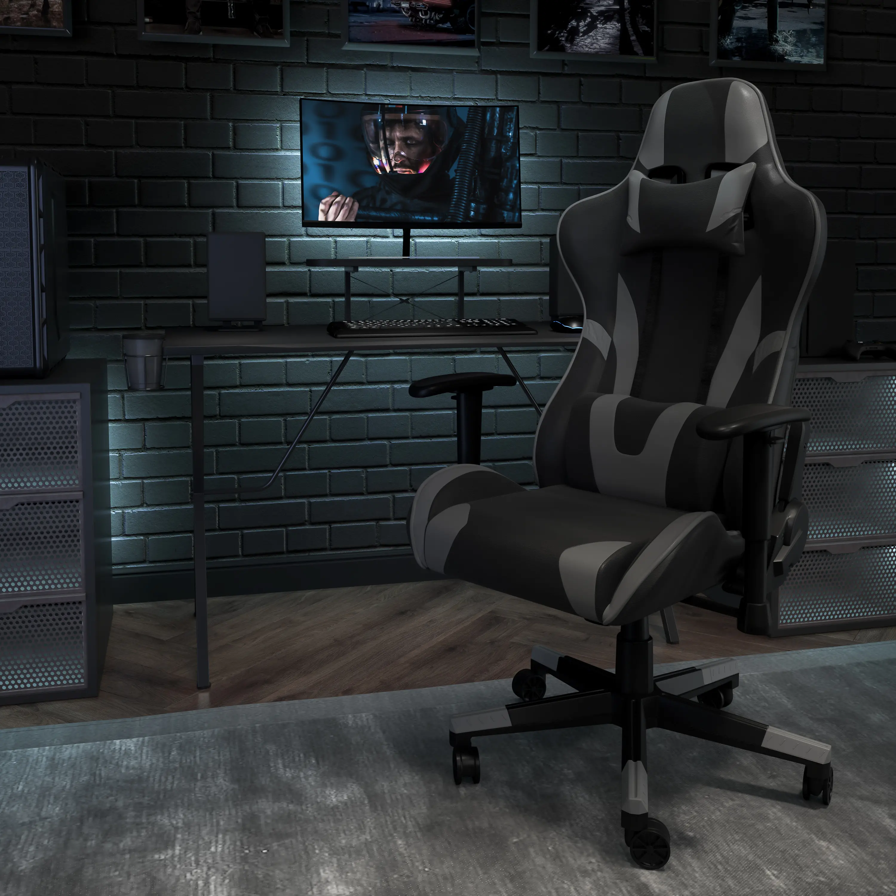 Photos - Computer Chair Flash Furniture X30 Gray and Black Gaming Swivel Chair CH-187230-GY-GG 