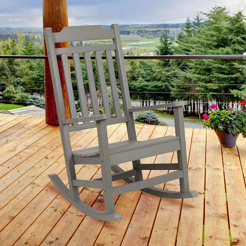 Photos - Garden Furniture Flash Furniture All-Weather Rocking Chair - Gray JJ-C14703-GY-GG 