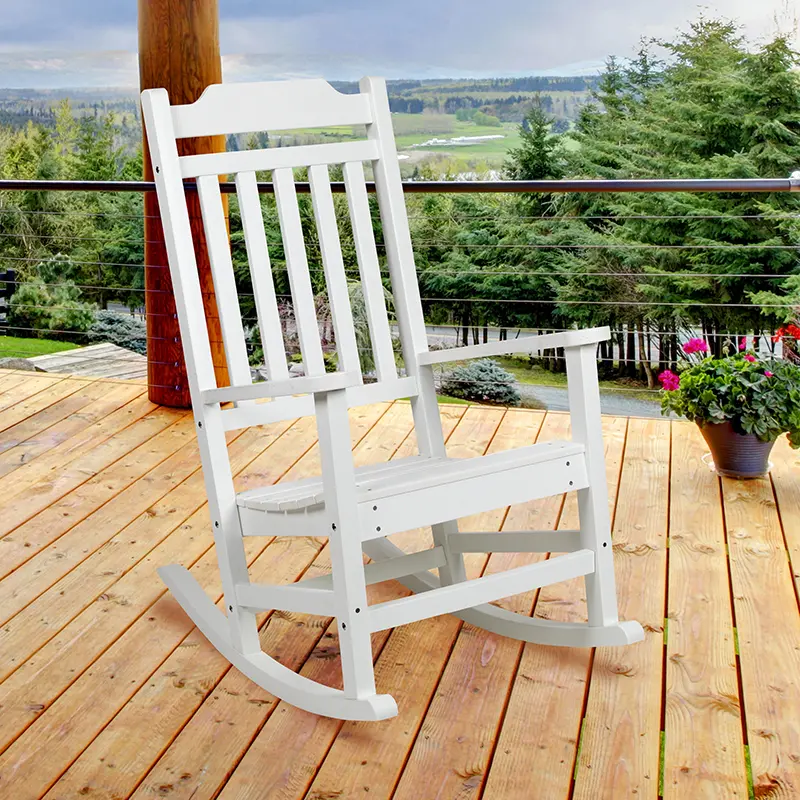 JJ-C14703-WH-GG All-Weather Rocking Chair - White sku JJ-C14703-WH-GG