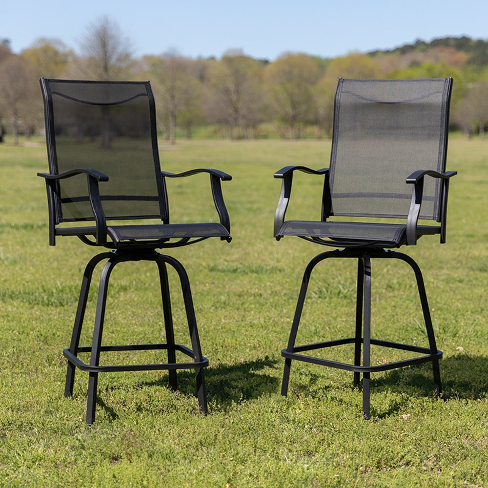 Wren Black Bar Height Patio Stools - Set of 2