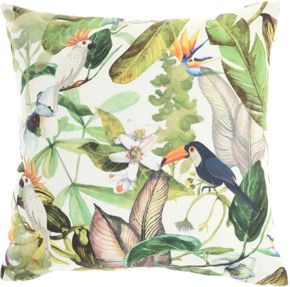 Multi Color Jungle and Geo Cubes Printed Outdoor Throw Pillow-1