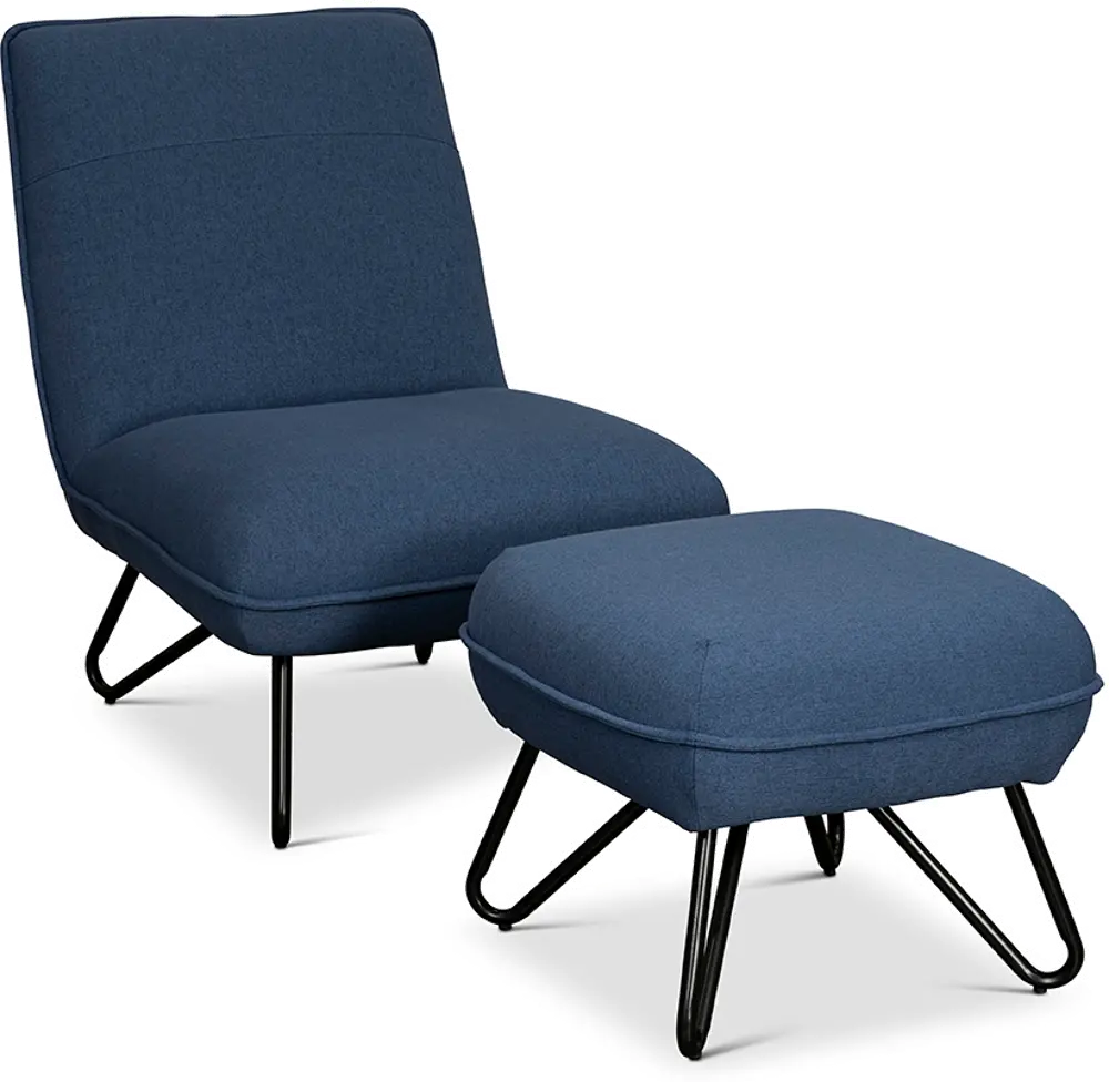 Cortina Navy Blue Chair and Ottoman-1