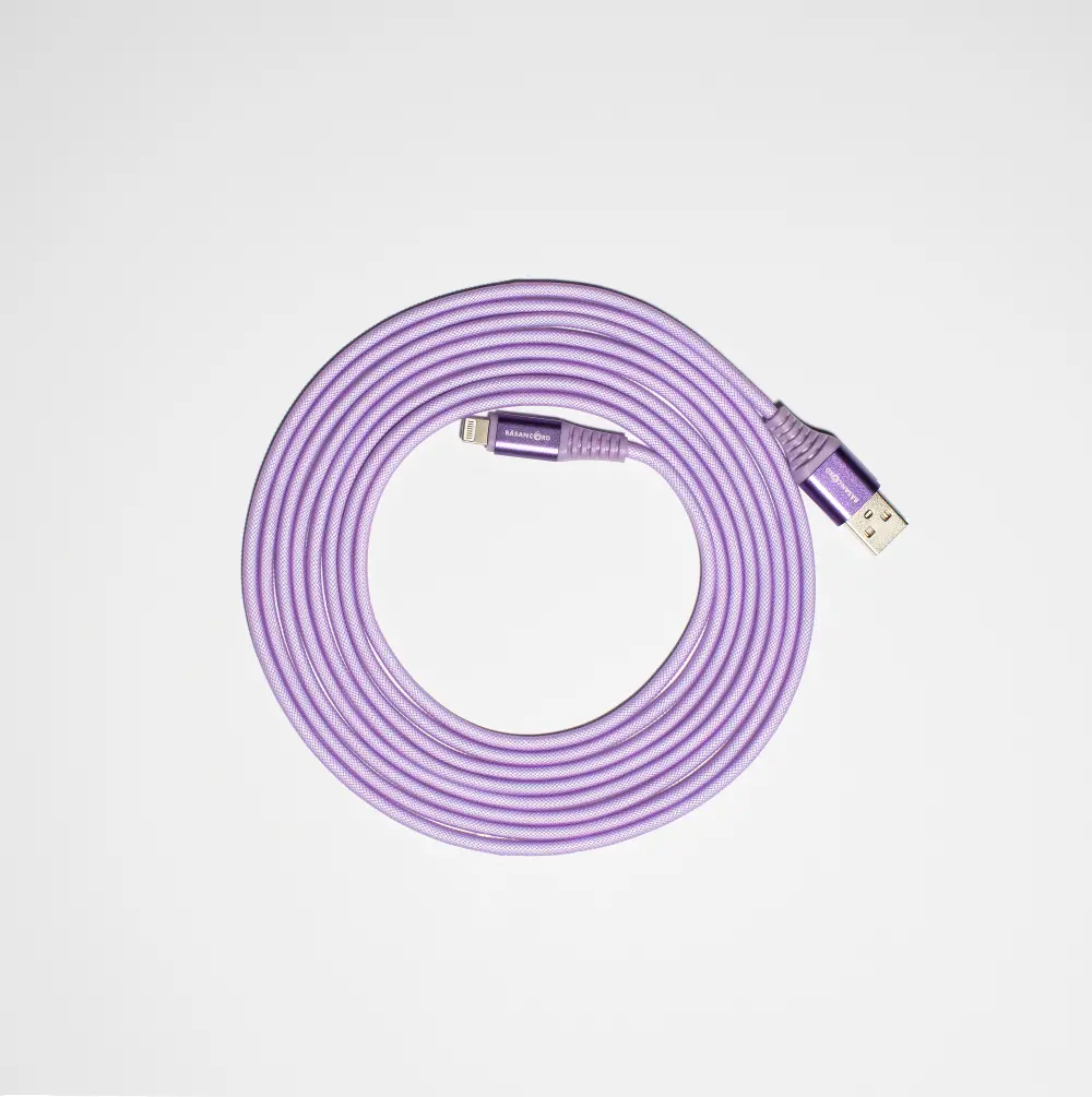 Basan 10 Foot Apple Lightning to USB Charging Cable - Purple-1