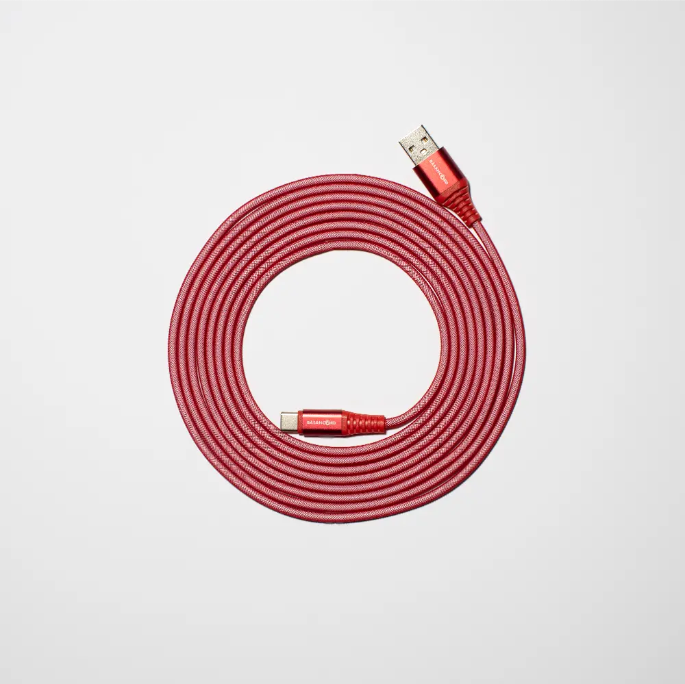 Basan 10 Foot Type C to USB Charging Cable - Red-1