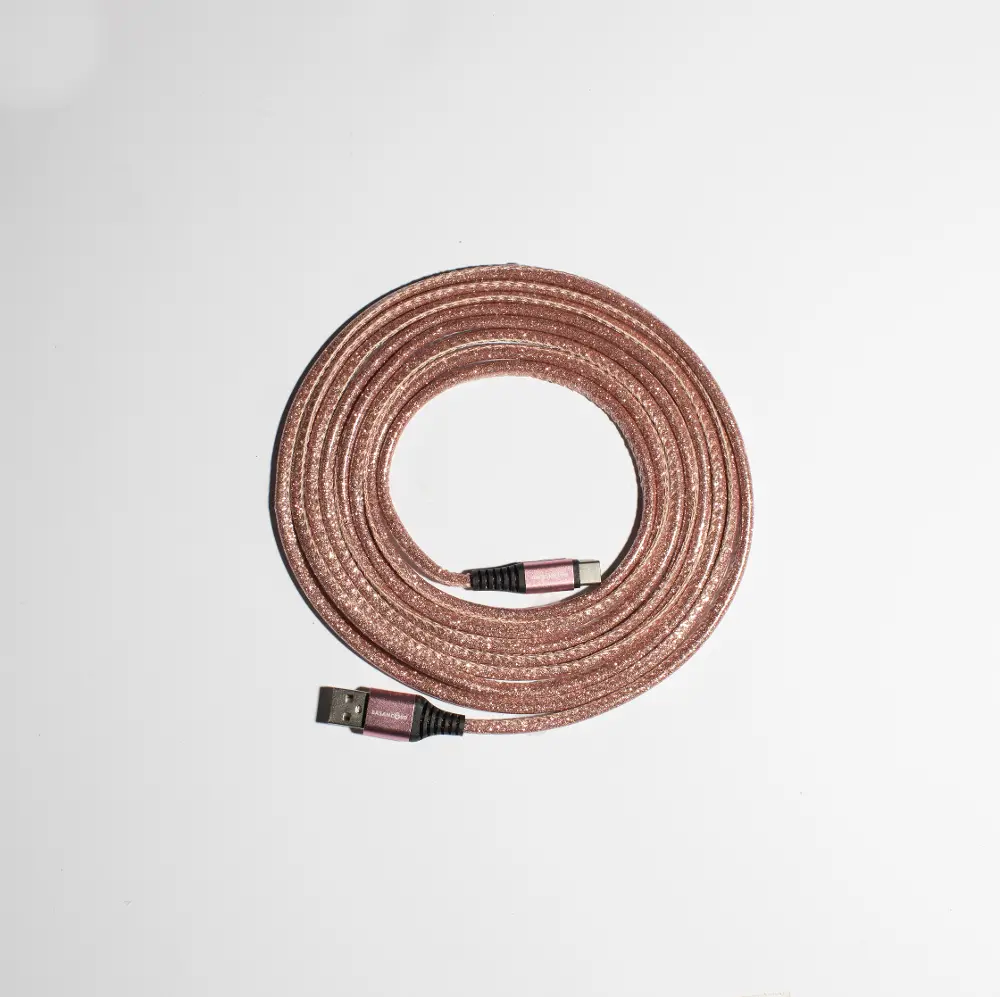 Basan 10 Foot Type C to USB Glitter Rose Gold Charging Cable-1