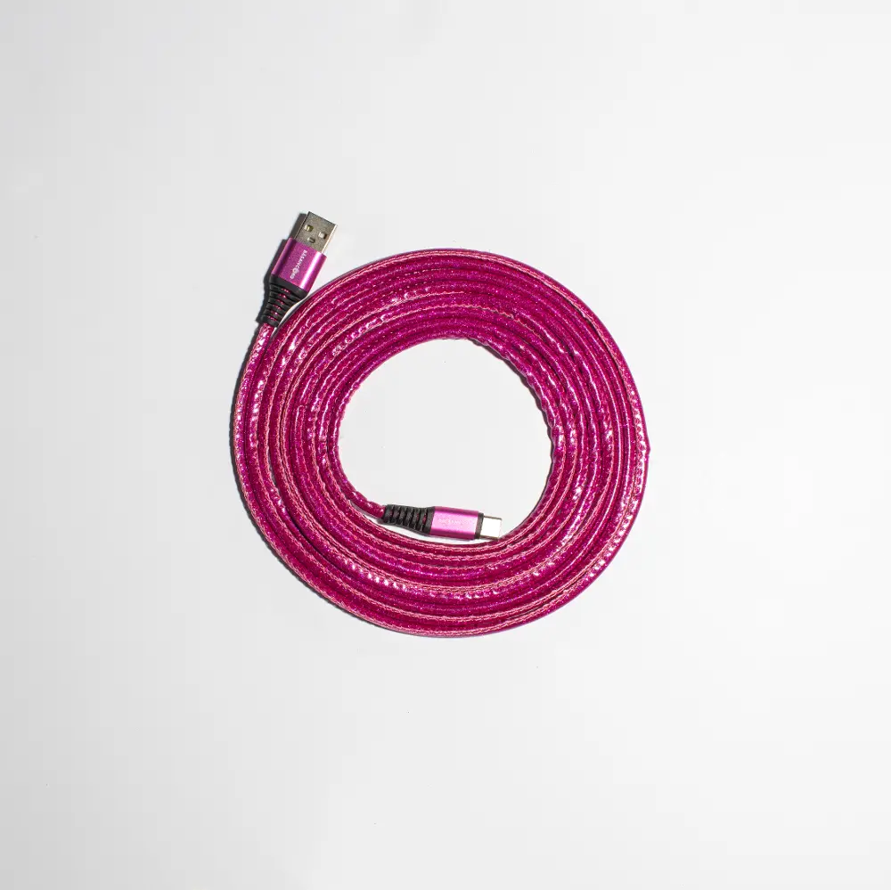 Basan 10 Foot Type C to USB Glitter Pink Charging Cable-1