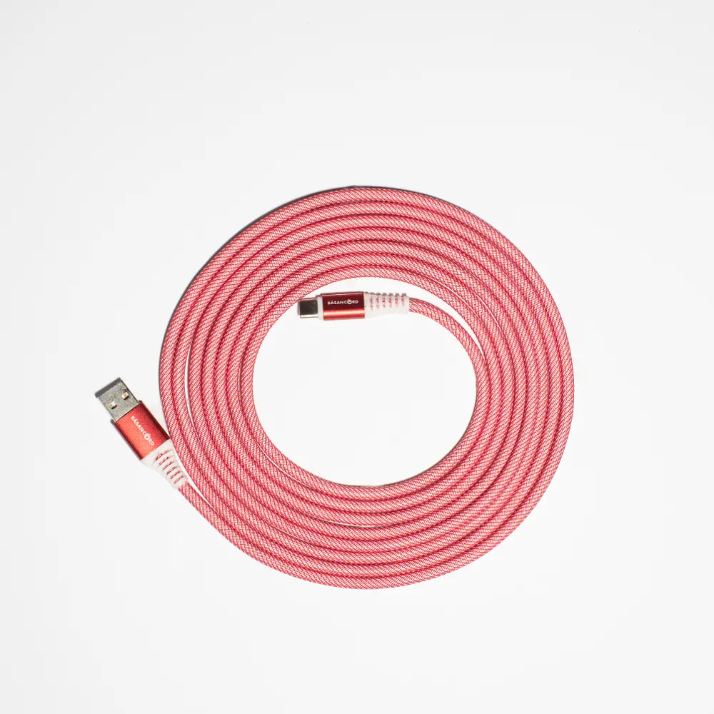 Basan 10 Foot Type C to USB LED Charging Cable - Red-1