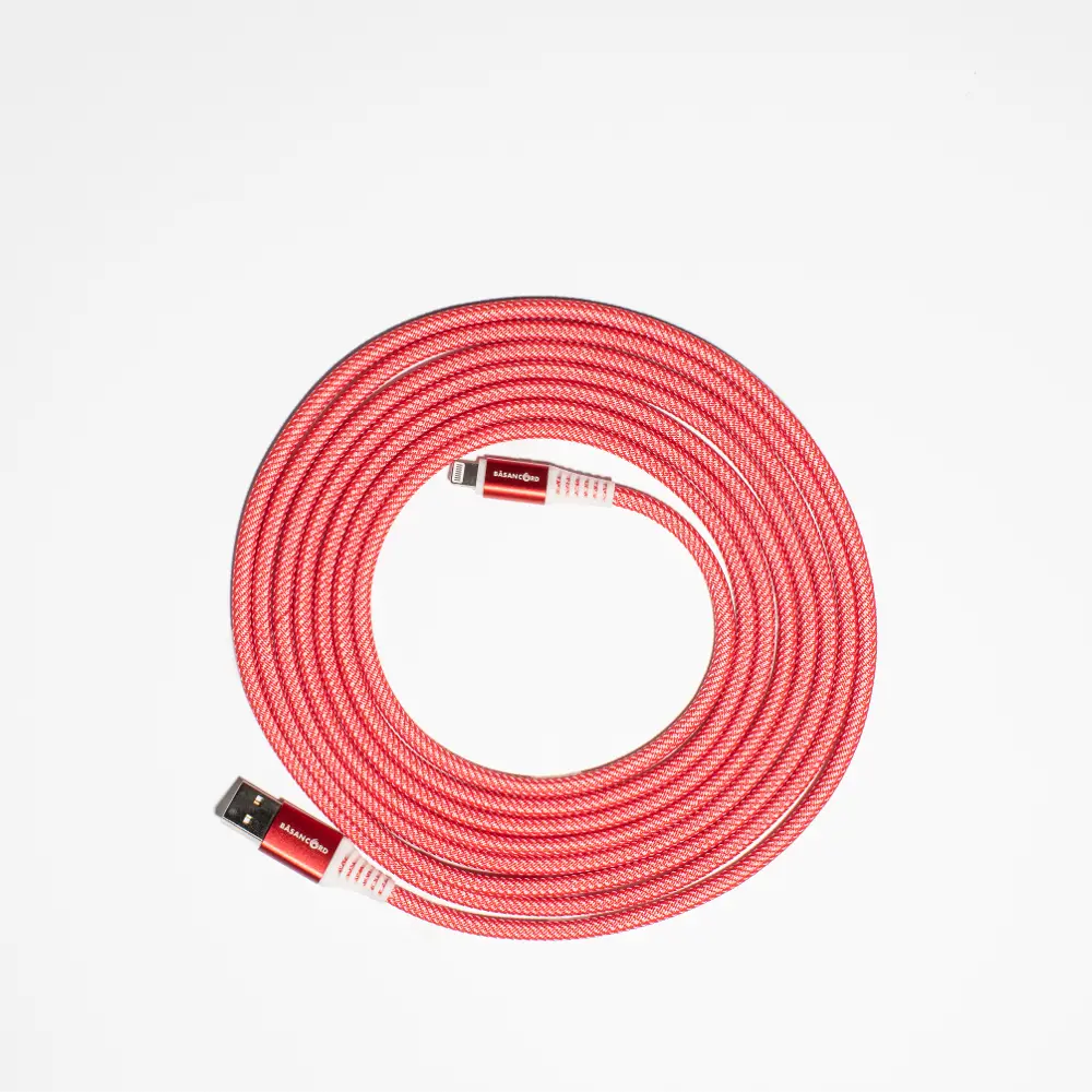 Basan 10 Foot Apple Lightning to USB LED Charging Cable - Red-1