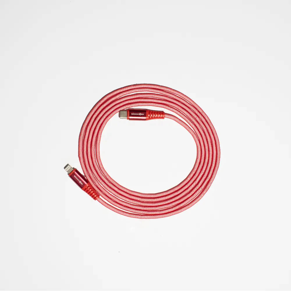 Basan 6 Foot Apple Lightning to Type C Charging Cable - Red-1