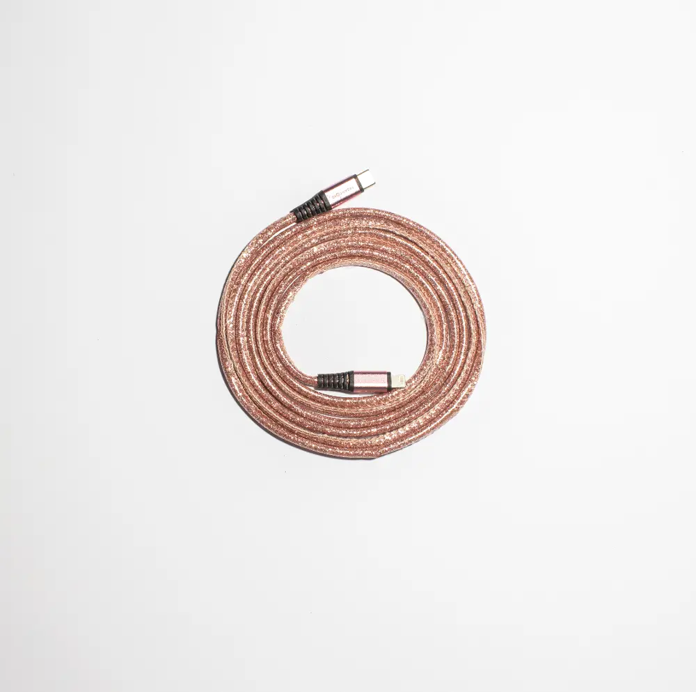 Basan 6 Foot Type C to Apple Lightning Glitter Rose Gold Charging Cable-1