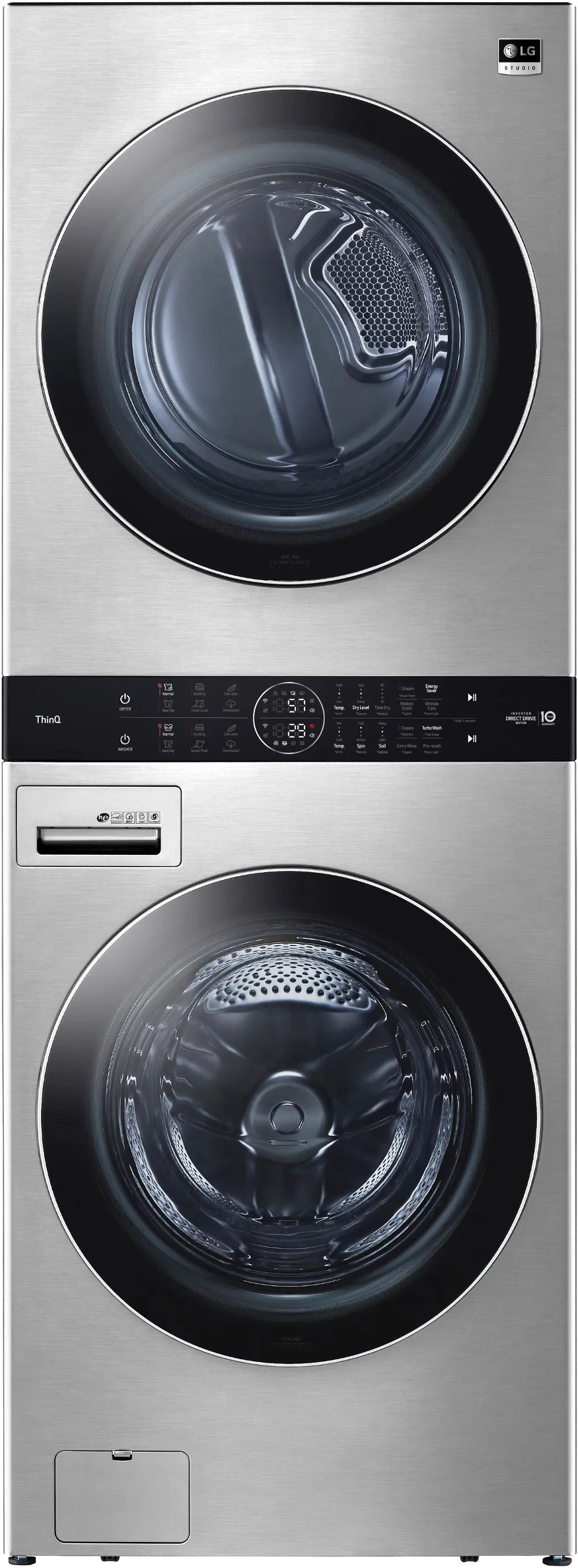 WSGX201HNA LG Studio Single Unit WashTower with Center Control 5 cu ft Washer and 7.4 cu ft Gas Dryer - Stainless Steel-1