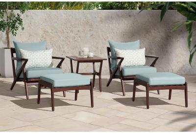 Charcoal Gray 5 Piece Club Chair, Non Wicker Outdoor Furniture