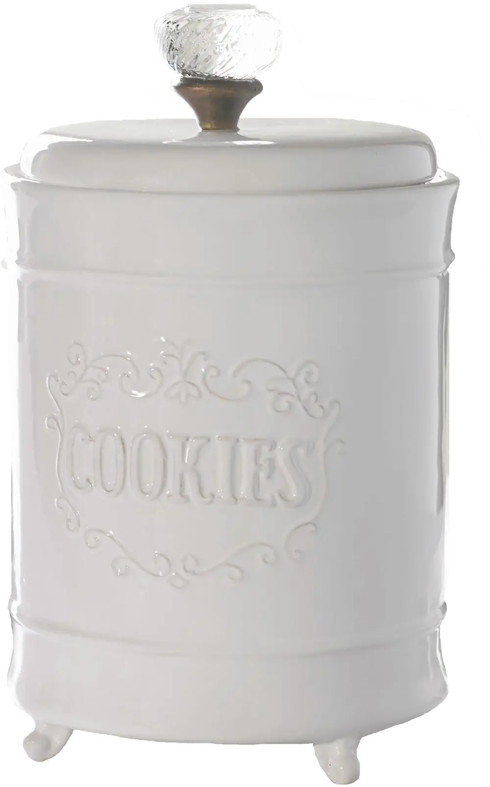 13 Inch White Ceramic Footed Cookie Jar - Circa-1