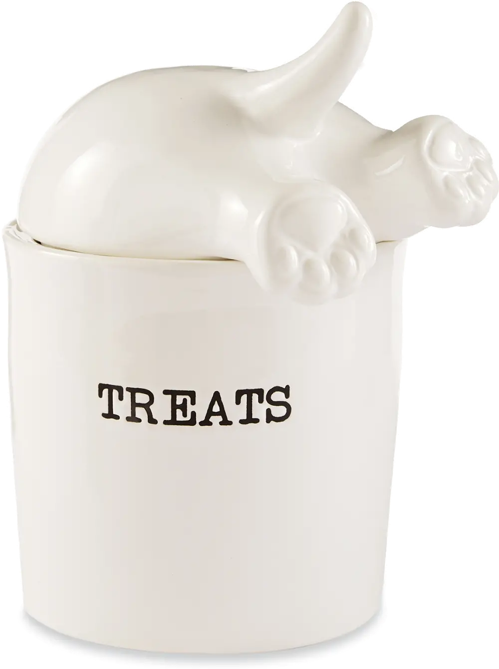 White Ceramic Dog Tail Treat Canister-1