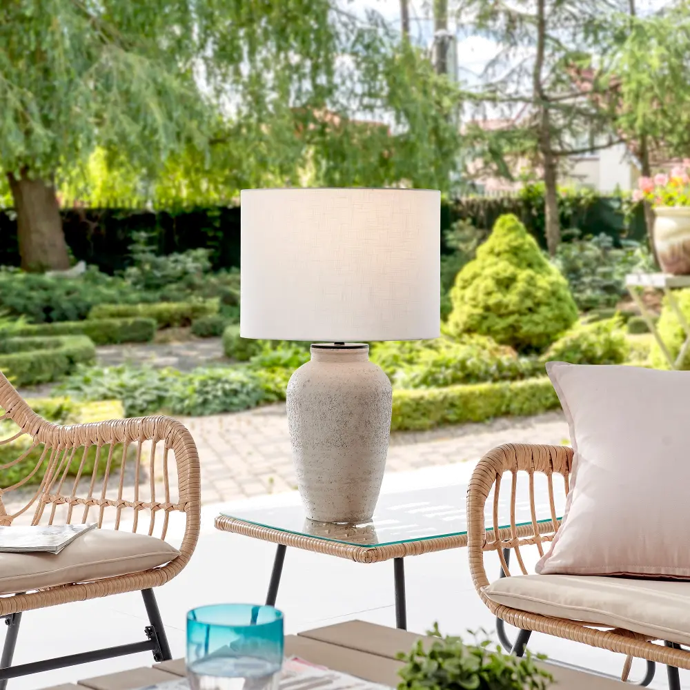 Cement Outdoor Cordless Table Lamp with Rechargeable Bulb-1