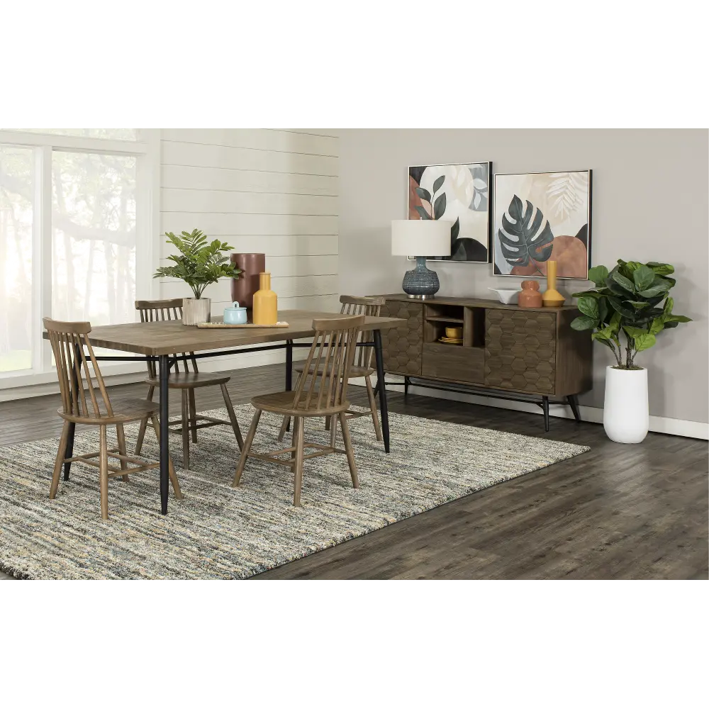 Testa Brown 5 Piece Dining Room Set with Windsor Chairs-1