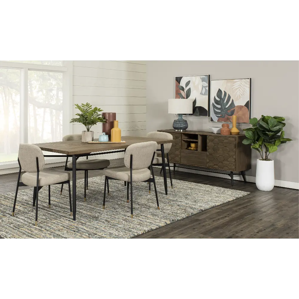 Testa Brown 5 Piece Dining Room Set with Taupe Chairs-1