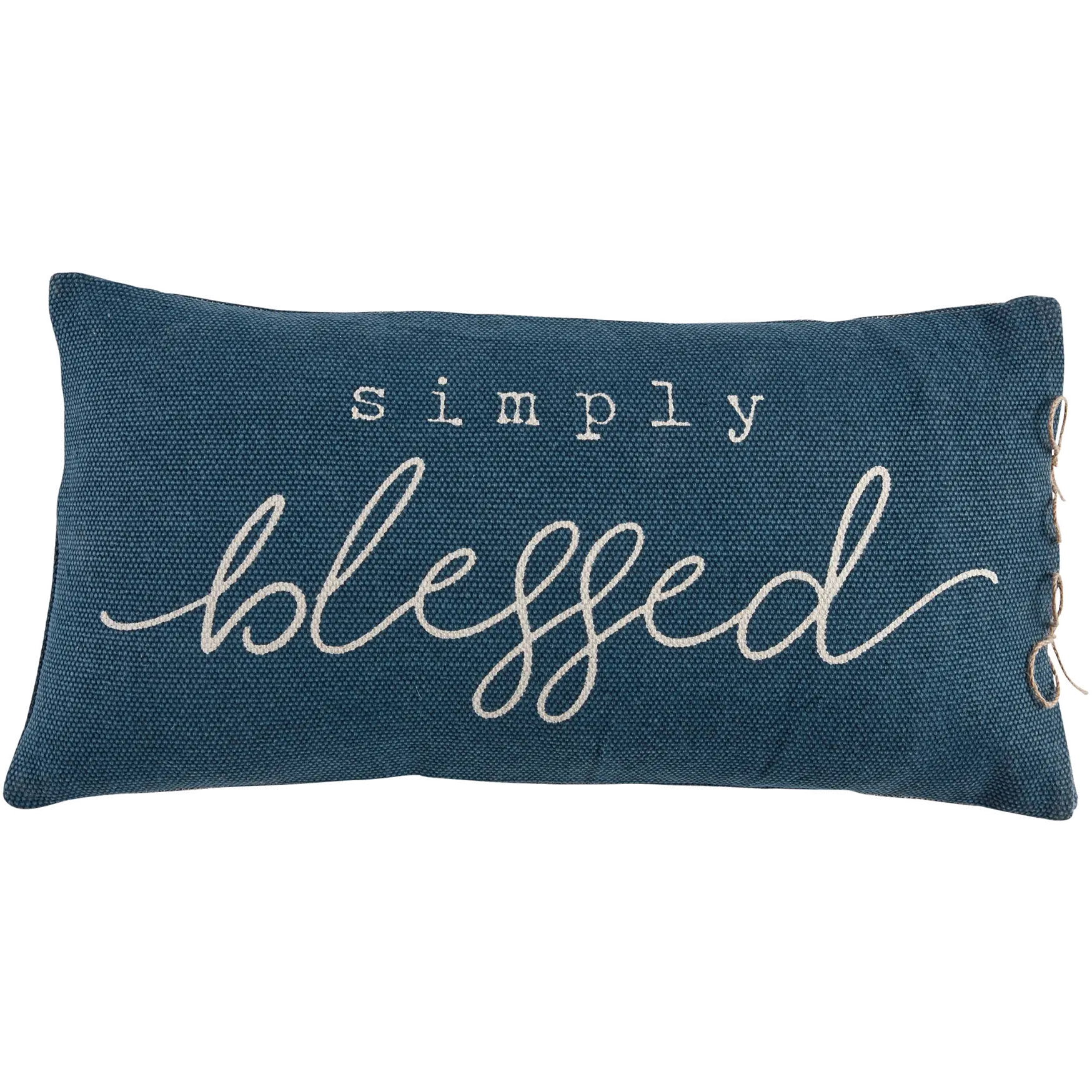 Blue Simply Blessed Cotton Rectangular Throw Pillow-1