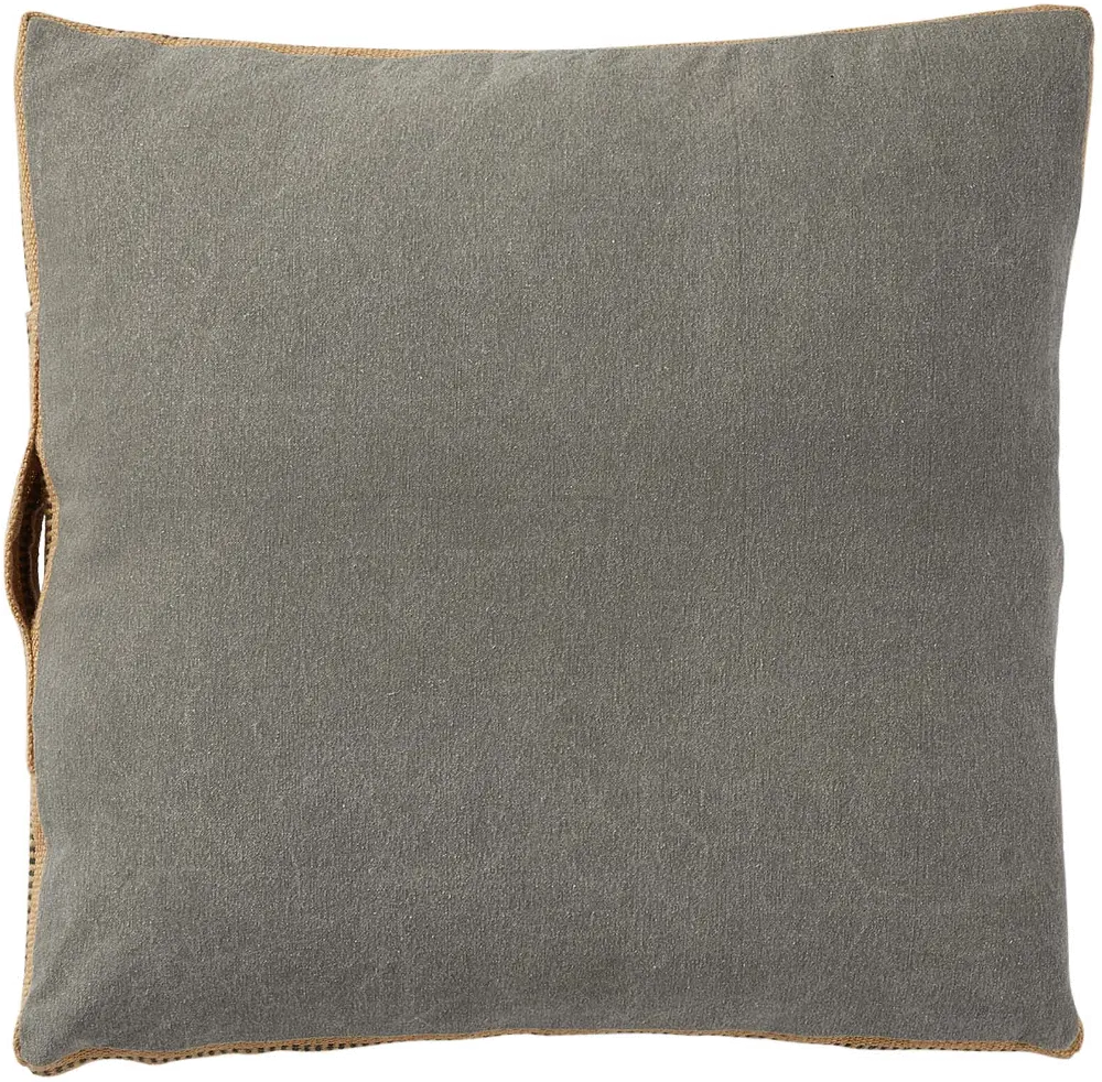 Gray Canvas Floor Throw Pillow with Jute Webbing-1