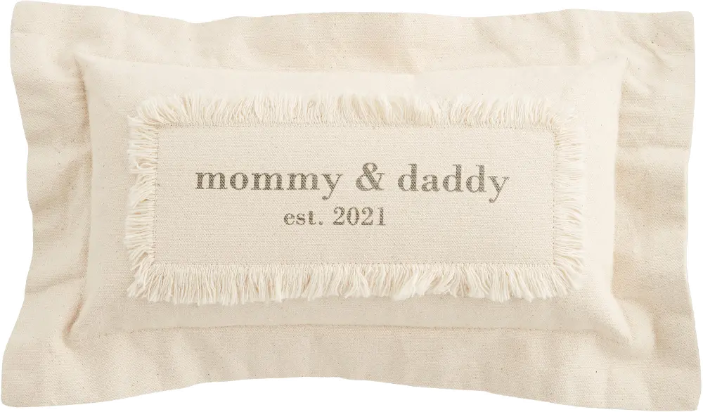 Cream Mommy and Daddy Est. 2021 Throw Pillow-1